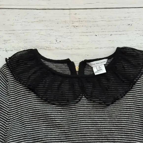 Little Marc Jacobs Girls Knit Dress Size 8 Striped Black Grey Casual Dainty - Picture 6 of 10